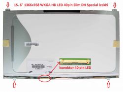 LTN156AT18-001 LCD 15.6" 1366x768 WXGA HD LED 40pin Slim DH Special display displej | matný povrch, lesklý povrch