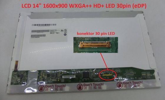 B140RW01 V.2 HW1A LCD 14" 1600x900 WXGA++ HD+ LED 30pin (eDP) display displej AU Optronics