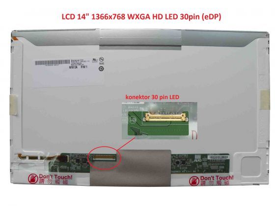 B140XTN01.0 LCD 14" 1366x768 WXGA HD LED 30pin (eDP) ľavý konektor display displej AU Optronics