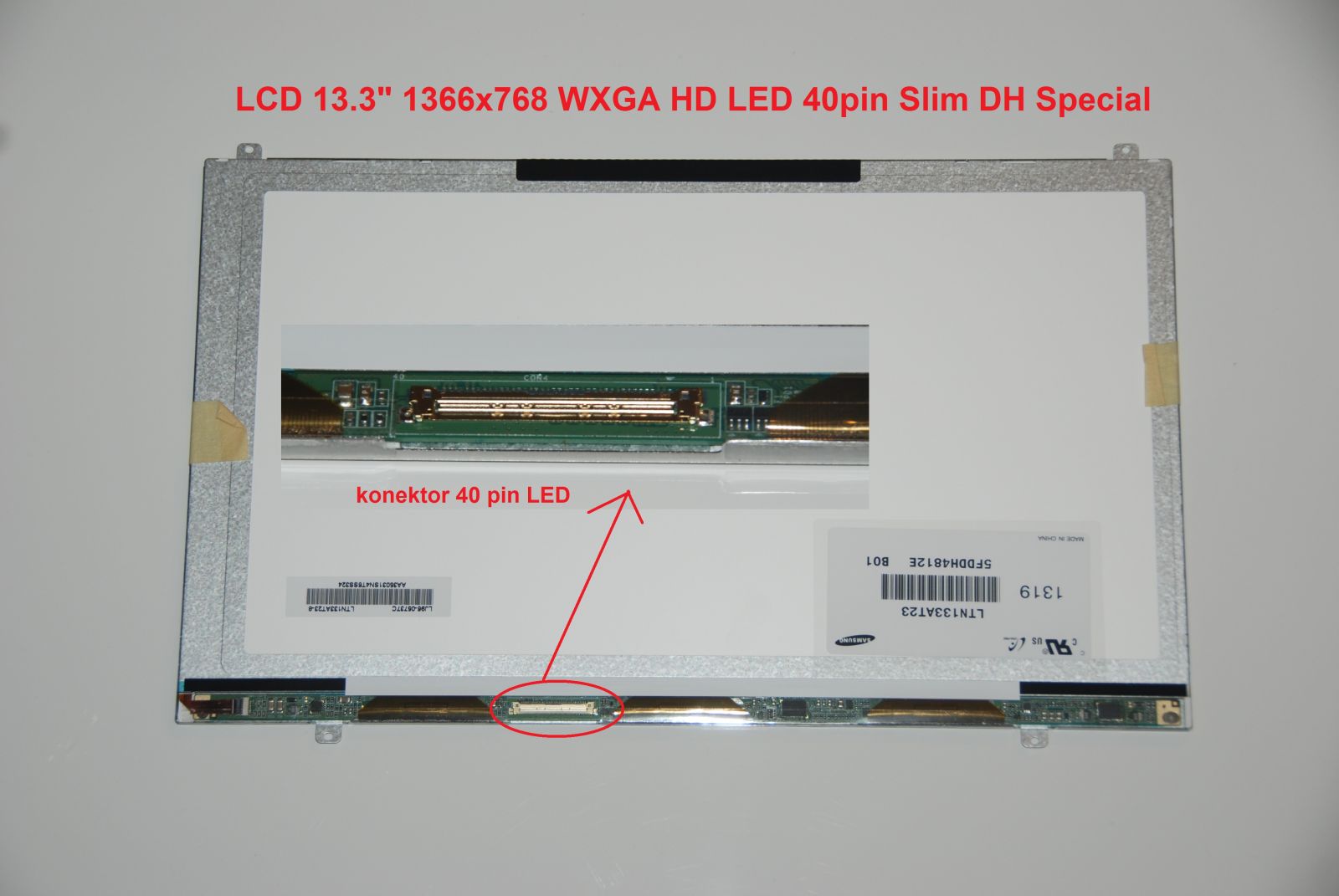 LTN133AT21-C01 LCD 13.3" 1366x768 WXGA HD LED 40pin Slim DH Special display displej