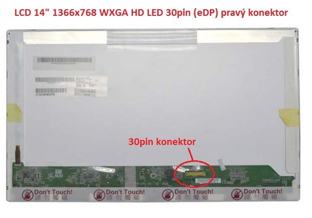 N140B6-D11 LCD 14" 1366x768 WXGA HD LED 30pin (eDP) pravý konektor display displej Chi Mei